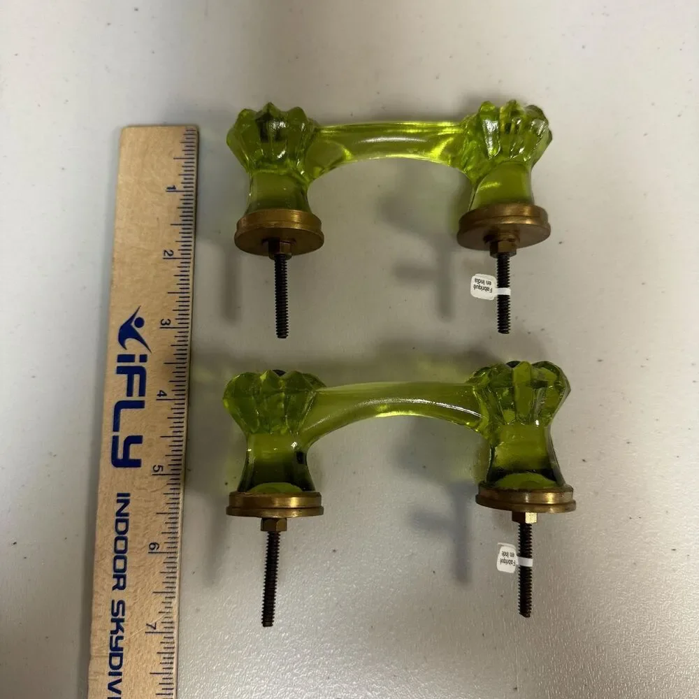 Anthropologie Green Glass Drawer Pull Antique Cabinet Dresser Melon Knob Handle